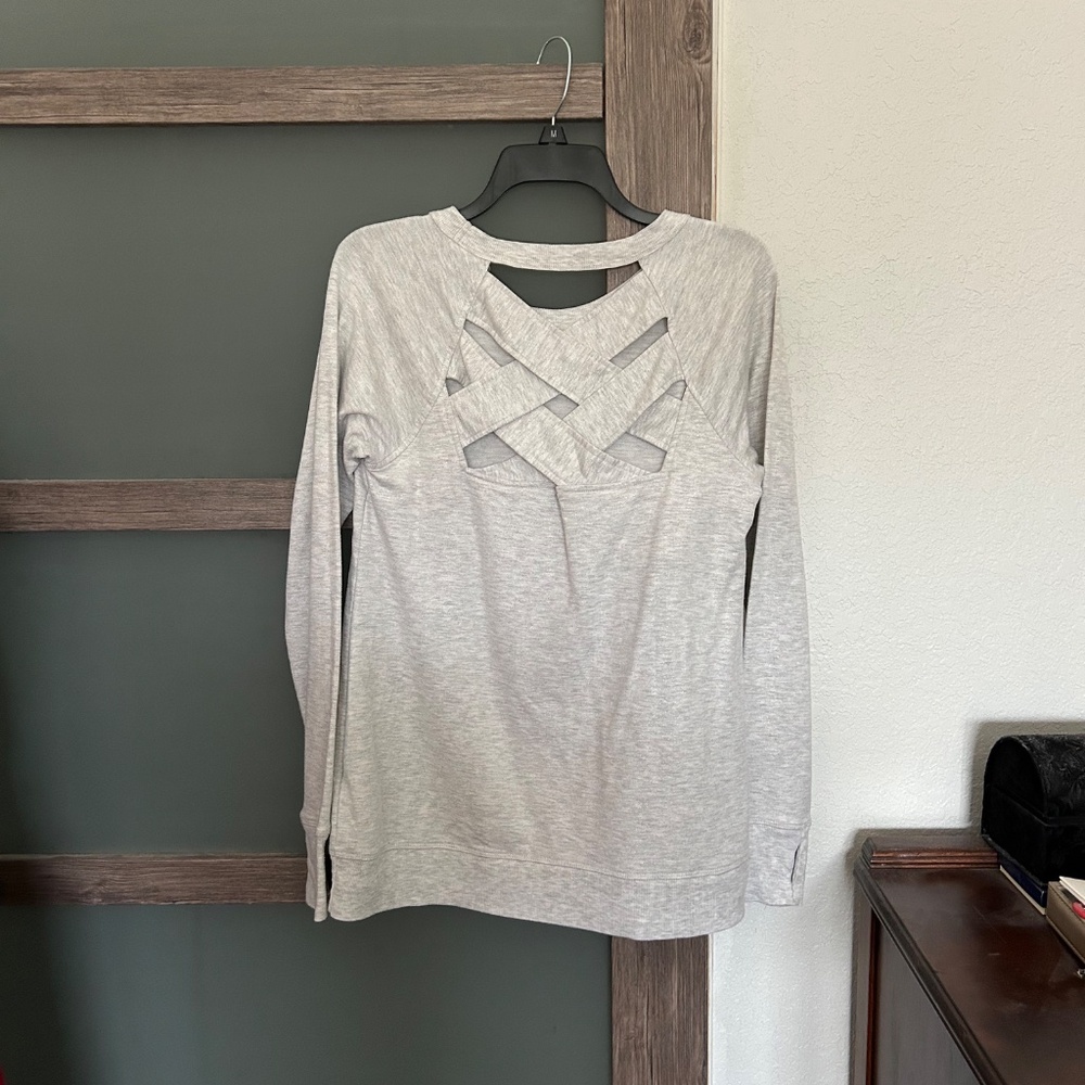 Ideology | Silver Metallic Cross-Back Sweatshirt- Size M